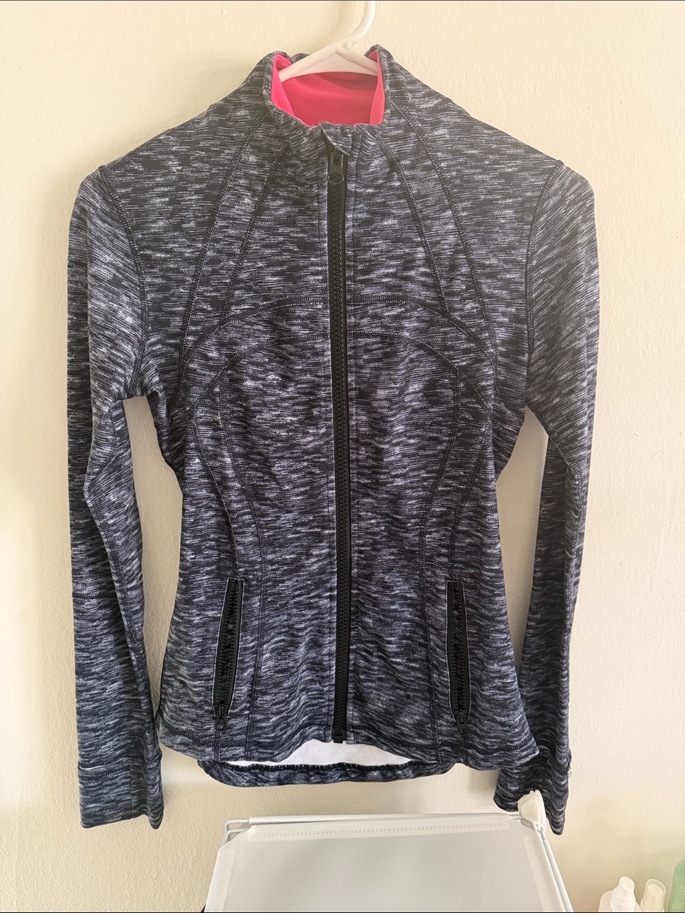 lululemon athletica Heathered Black Full-Zip Jacket with Pink Trim